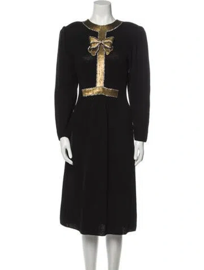 Pre-owned Adolfo Vintage Midi Length Dress In Black