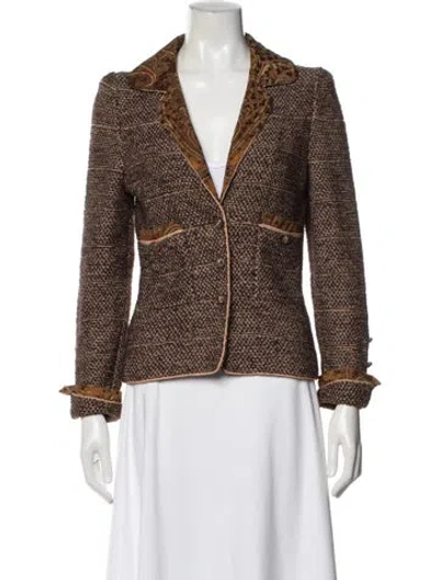 Pre-owned Adolfo Vintage Wool Blazer In Brown