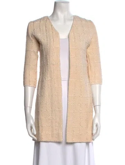 Pre-owned Adolfo V-neck Sweater In Neutral