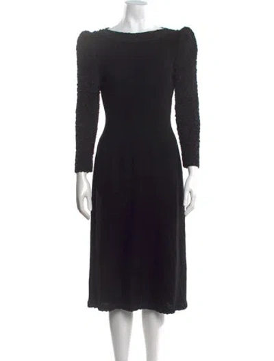 Pre-owned Adolfo Wool Midi Length Dress In Black
