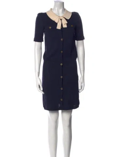 Pre-owned Adolfo Wool Mini Dress In Blue