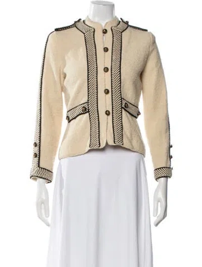 Pre-owned Adolfo Wool Patterned Jacket In Neutral