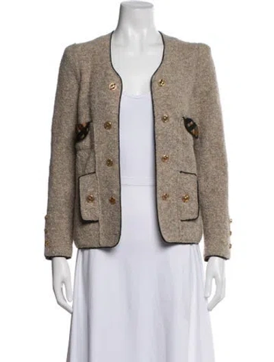 Pre-owned Adolfo Wool Patterned Jacket In Neutral