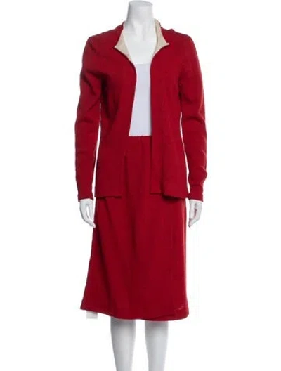 Pre-owned Adolfo Wool Skirt Set In Red