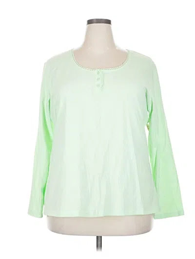 Adonna 3/4 Sleeve Top Green Keyhole Neckline Tops