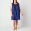 Adonna Womens Keyhole Neck Sleeveless Plus Nightgown In Blue
