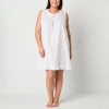 Adonna Womens Keyhole Neck Sleeveless Plus Nightgown In White
