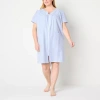 Adonna Womens Plus Short Sleeve Knee Length Robe In Blue