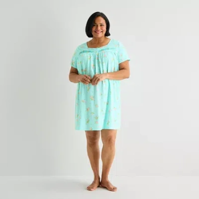 Adonna Womens Plus Short Sleeve Nightgown In Blue
