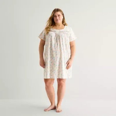 Adonna Womens Plus Short Sleeve Nightgown In Yellow