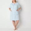 Adonna Womens Plus Waffle Short Sleeve Long Length Robe In Blue