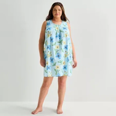 Adonna Womens Poplin Crew Neck Nightgown In Multi