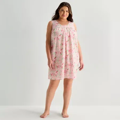 Adonna Womens Poplin Crew Neck Nightgown In Multi