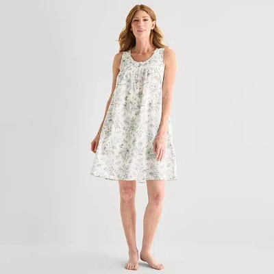 Adonna Womens Poplin Scoop Neck Nightgown In Multi