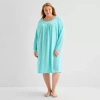 Adonna Womens Round Neck Long Sleeve Plus Nightgown In Blue