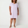 Adonna Womens Round Neck Short Sleeve Plus Nightgown In Purple