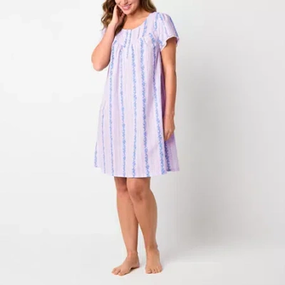 Adonna Womens Scoop Neck Short Sleeve Nightgown In Purple