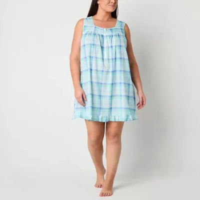 Adonna Womens Scoop Neck Sleeveless Plus Nightgown In Blue