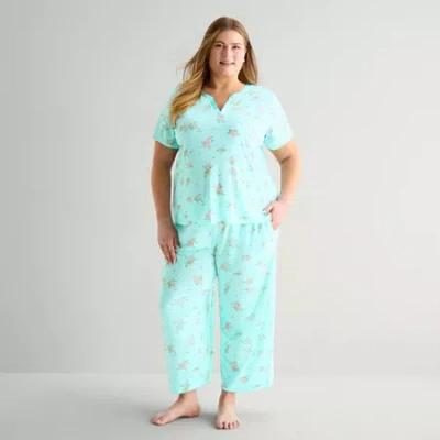 Adonna Womens Short Sleeve 2-pc. Plus Pajama Set In Multi