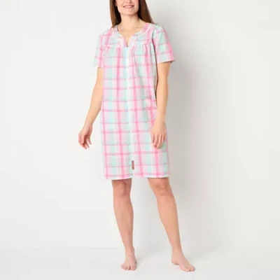 Adonna Womens Short Sleeve Knee Length Robe In Pink