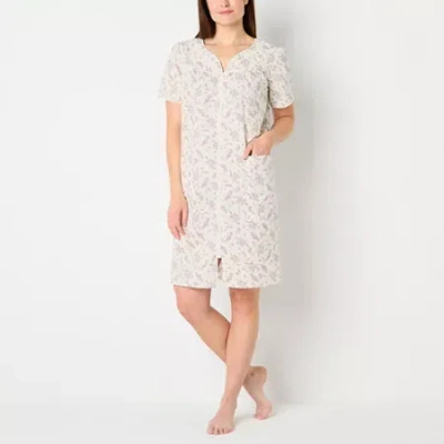 Adonna Womens Short Sleeve Knee Length Robe In White