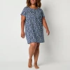 Adonna Womens Short Sleeve Plus Nightgown In Blue