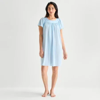 Adonna Womens Short Sleeve Round Neck Nightgown In Blue