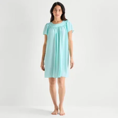 Adonna Womens Short Sleeve Round Neck Nightgown In Blue