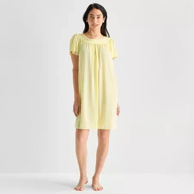 Adonna Womens Short Sleeve Round Neck Nightgown In Yellow