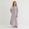 Adonna Womens V Neck Long Sleeve Plus Nightgown In Gray