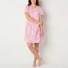Adonna Womens V Neck Short Sleeve Nightgown In Pink