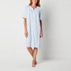 Adonna Womens Waffle Short Sleeve Knee Length Robe In Blue