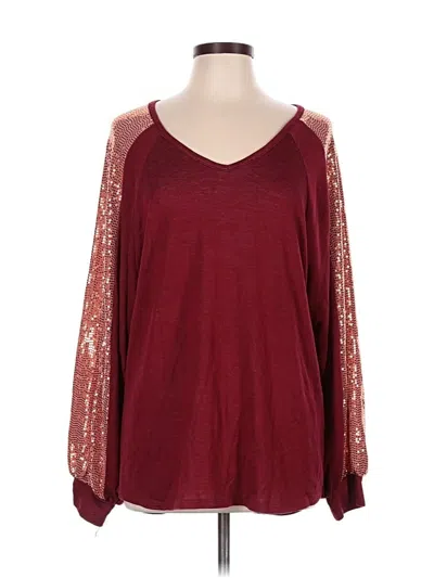 Pre-owned Adora 3/4 Sleeve T-shirt In Burgundy