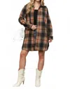 Adora Amore Button Down Flannel Shacket - Plus In Black In Multi