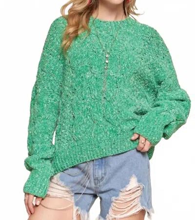 Adora Blair Long Sleeve Sweater In Green