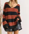 ADORA BLOCK BELL SLEEVE SWEATER IN RED