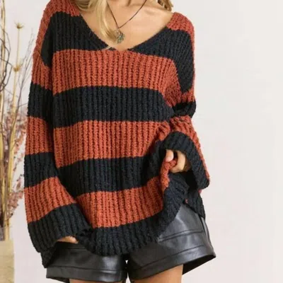 Adora Block Bell Sleeve Sweater In Red In Multi