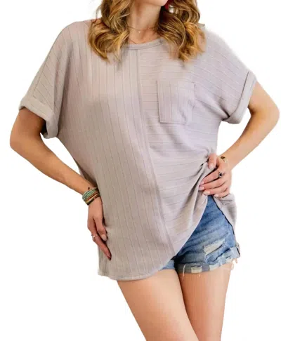 Adora Boat Neck Short Sleeve Loose Fit Top In Lavender In Purple