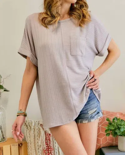 Adora Boat Neck Short Sleeve Loose Fit Top Plus In Lavender In Neutral