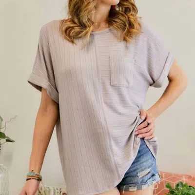 Adora Boat Neck Short Sleeve Loose Fit Top Plus In Lavender In Purple