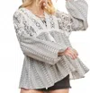 Adora Bohemian Nights Floral Tunic Top In Gray In Gray