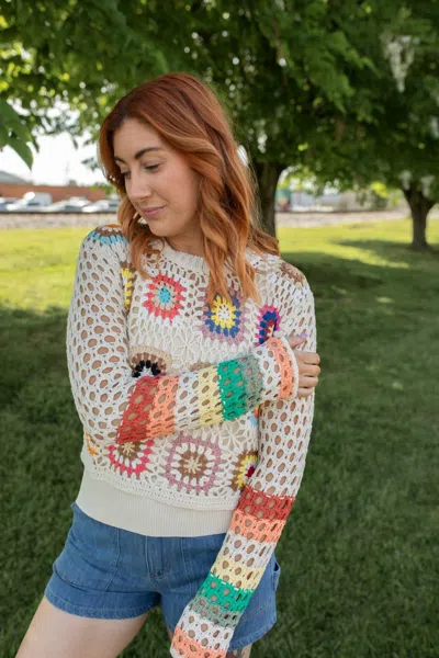 Adora Boho Bliss Crochet Top In Multicolor