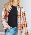 Adora Boyfriend Flannel Orange Shacket In Orange Plaid In Multi