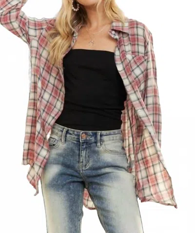 Adora Button Down Shirt In Red Multi