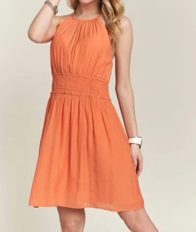 Adora Colette Smocked Waist Mini Dress In Orange