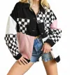 Adora Colorblock Corduroy Jacket In Pink, White, Black In Multi