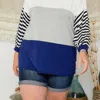 ADORA COLORBLOCK JERSEY PLUS TOP IN NAVY AND GREY