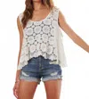 Adora Crochet One Size Tank Top In White In White