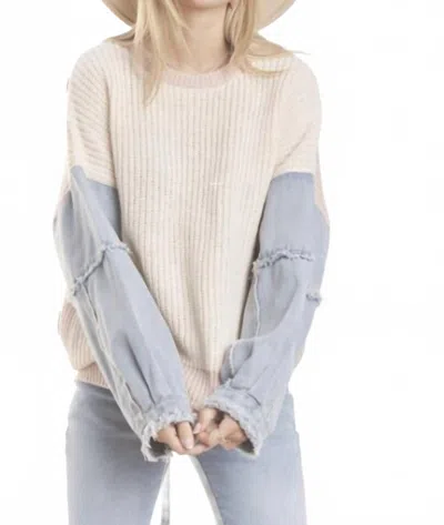 Adora Denim Sleeve Sweater In Beige In Neutral