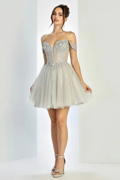 Adora Design 1066 Homecoming Prom Short A Line Glitter Corset Cocktail Dress In Blue